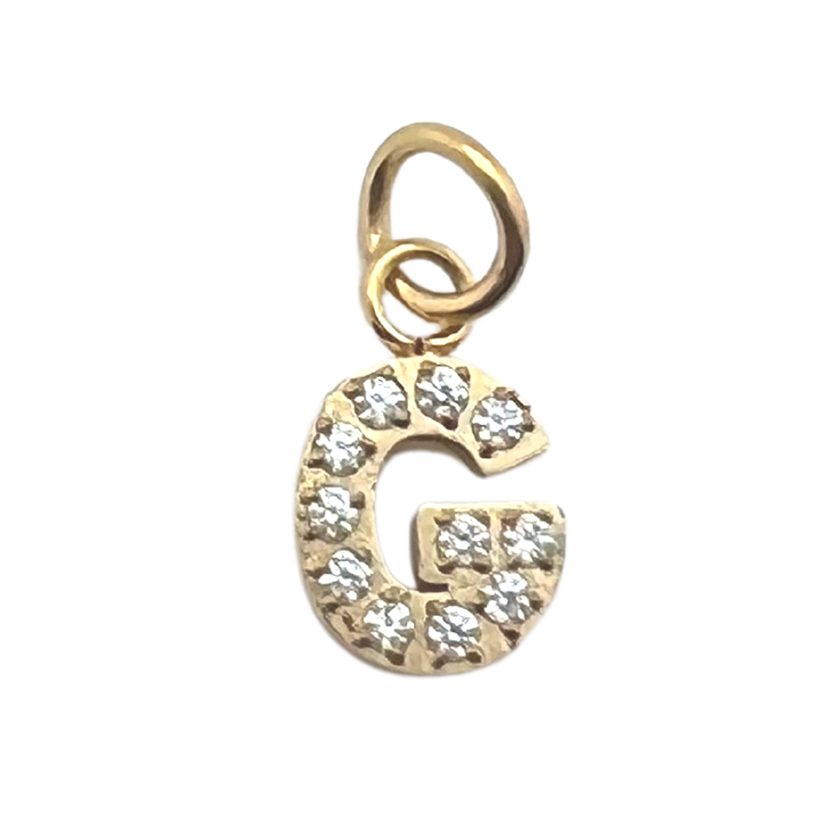 Gold Pavé Set CZ Initial Letter Charms: S