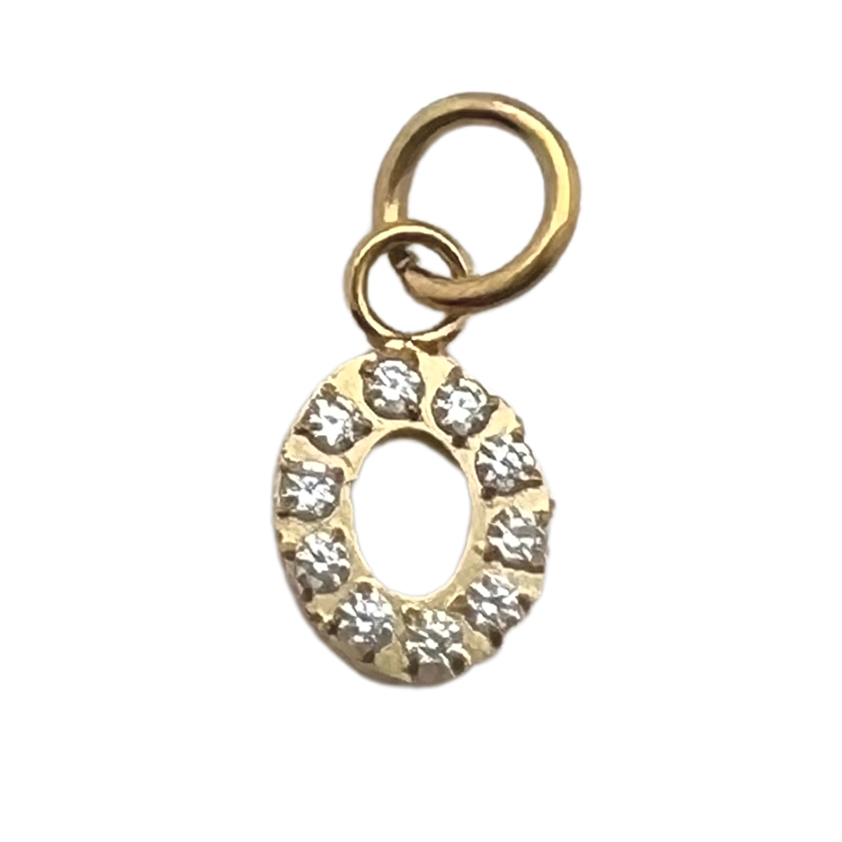 Gold Pavé Set CZ Initial Letter Charms: A