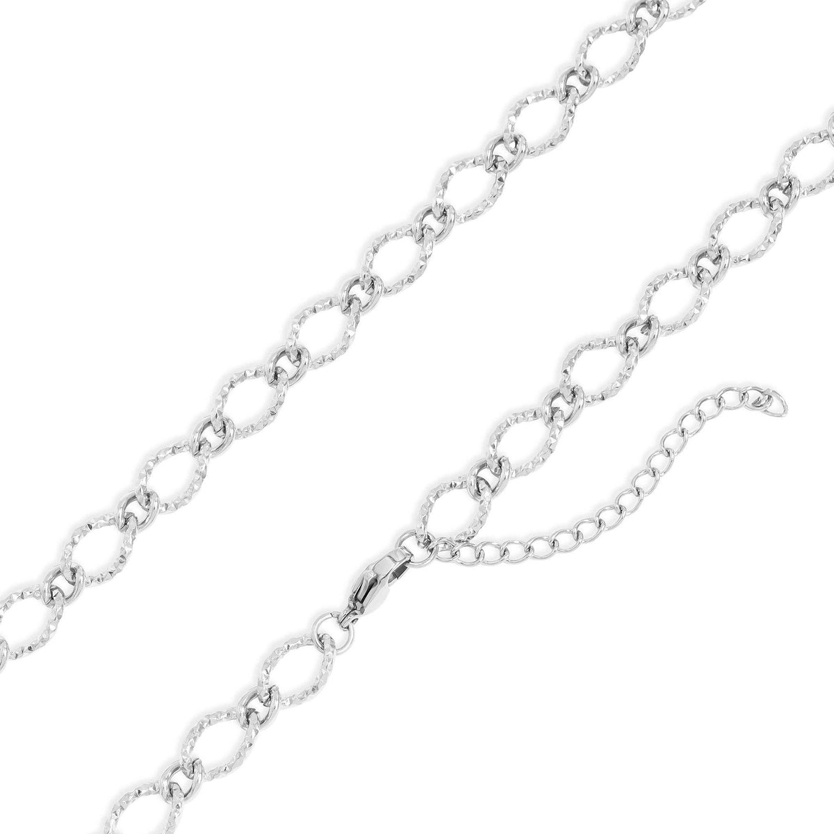 18K Gold PVD Stainless Steel Hammered Oval Chain Necklace: Gold / 16+2"