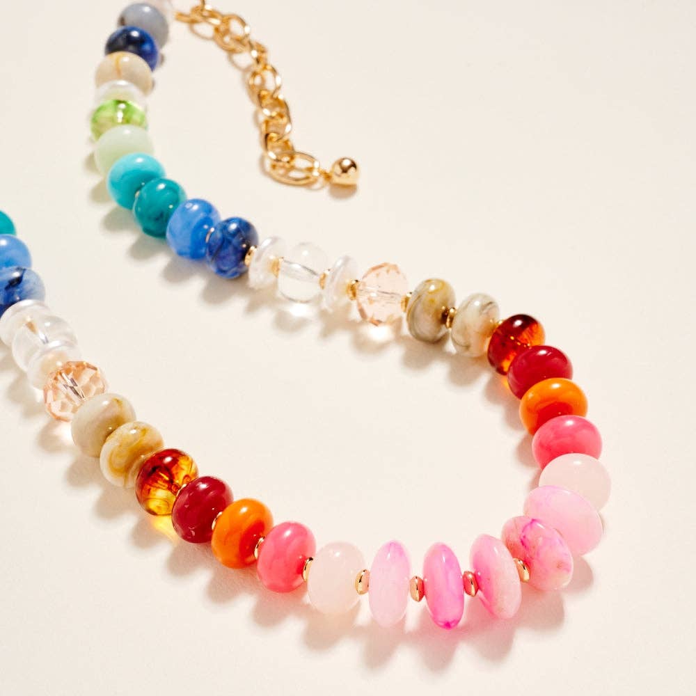 17 Inch Mixed Colorful Resin Bead Necklace: Multi