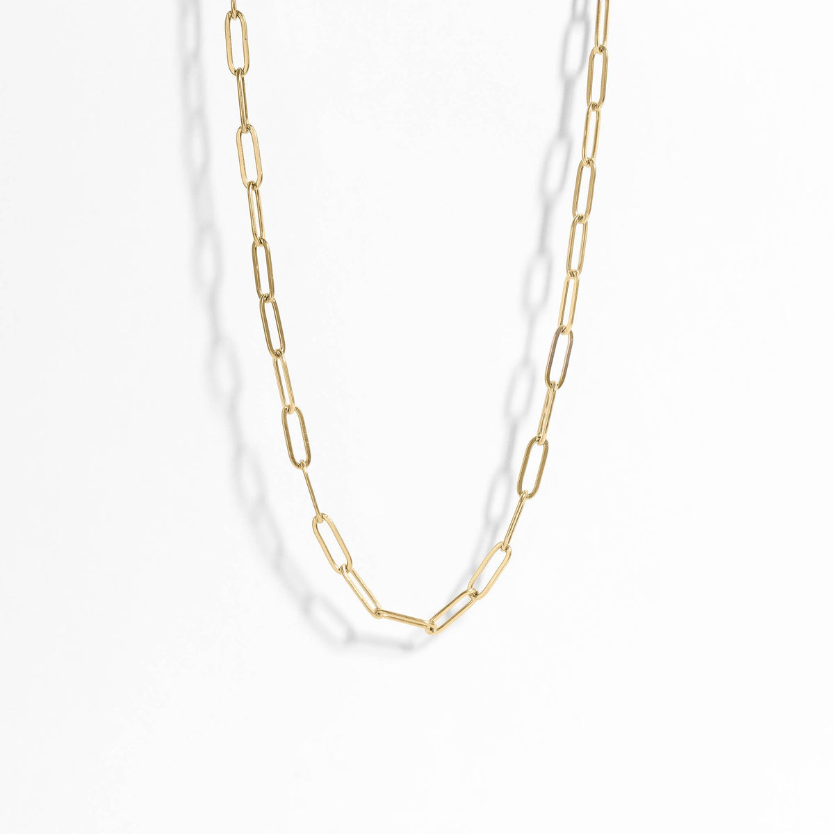 18K Gold Paperclip Chain Necklace: 16+02" / 2.5mm