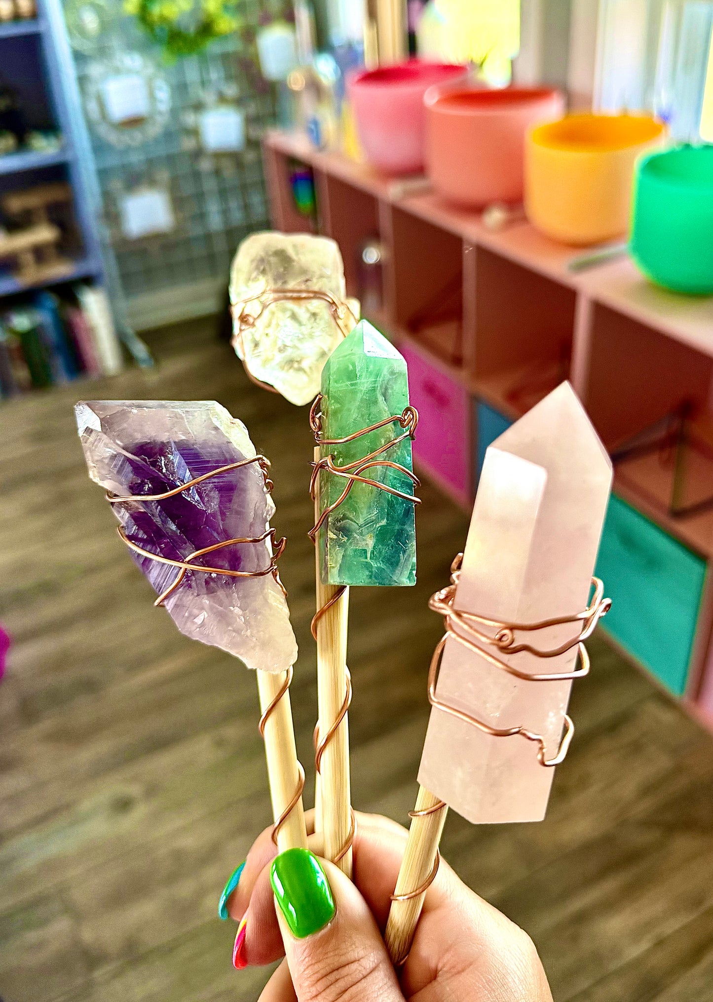 Crystal & Copper Garden Wands
