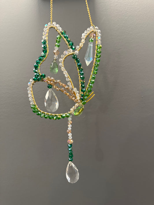 Green, gold and white butterfly suncatcher