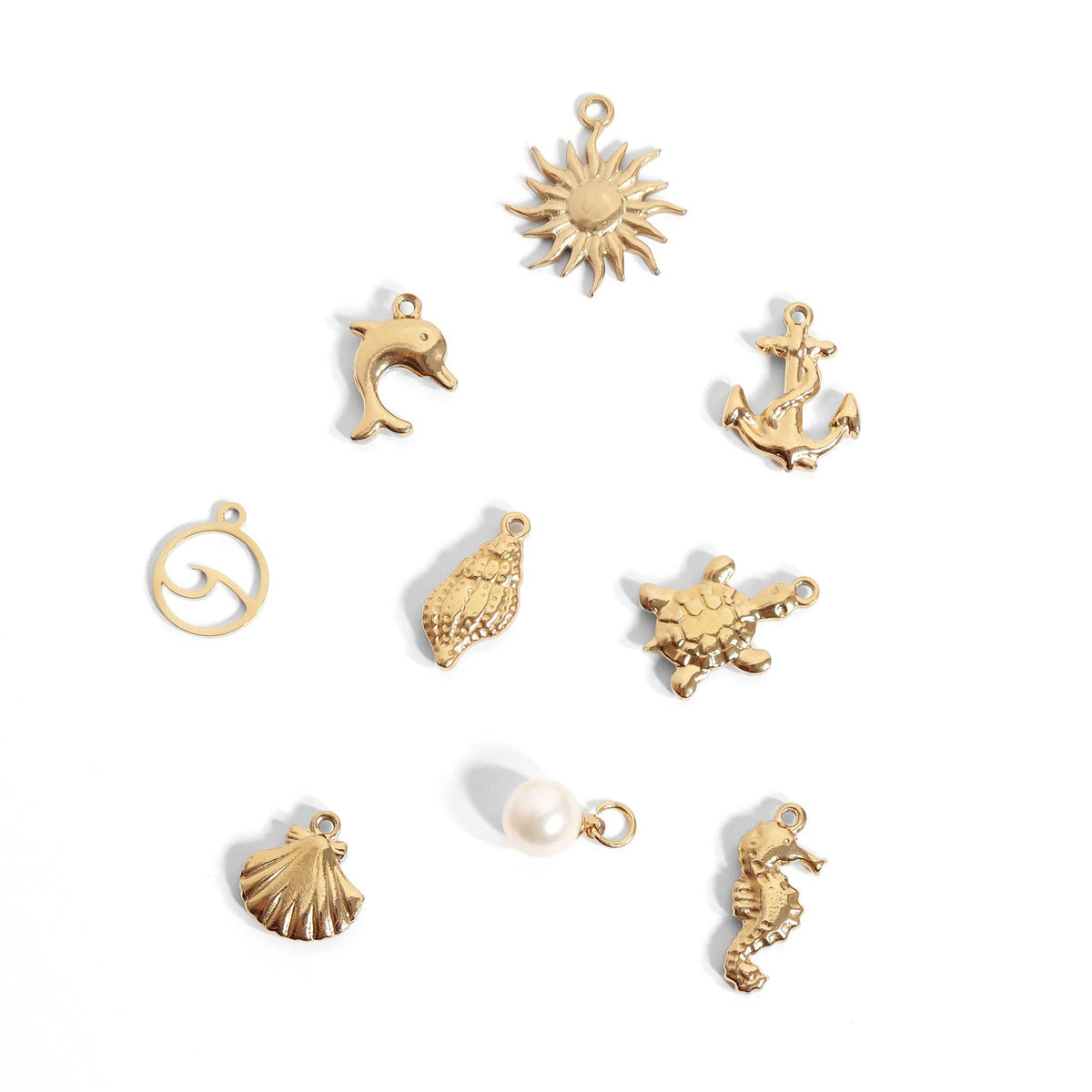18K Gold Stainless Steel Mystic Sun Charm: Gold
