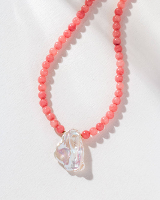 Perennial Gem & Keshi Pearl Beaded Necklace - Pink