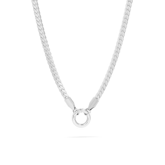 18K Gold PVD Stainless Steel Curb Charm Holder Necklace: Stainless / 16'+2"