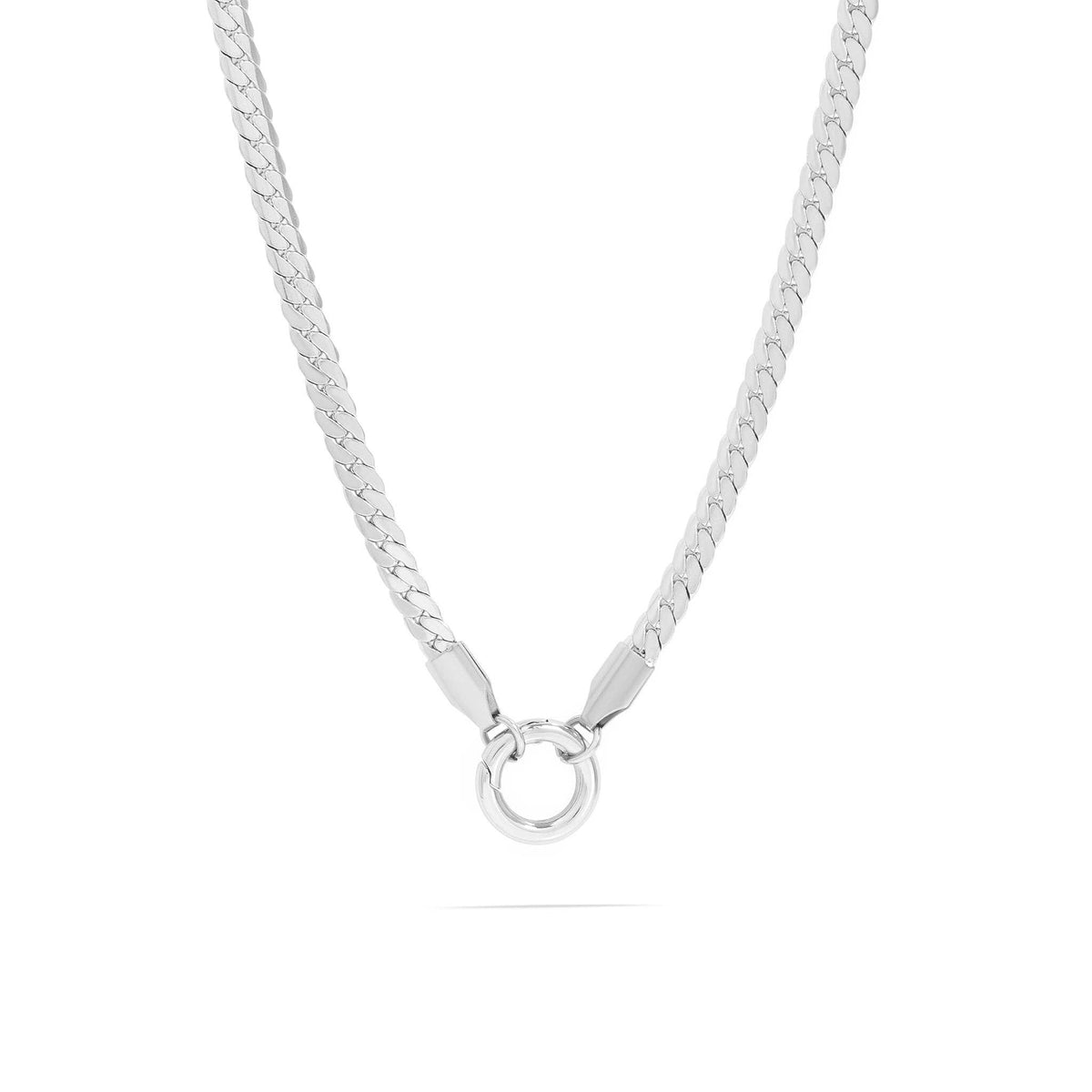 18K Gold PVD Stainless Steel Curb Charm Holder Necklace: Gold / 16'+2"