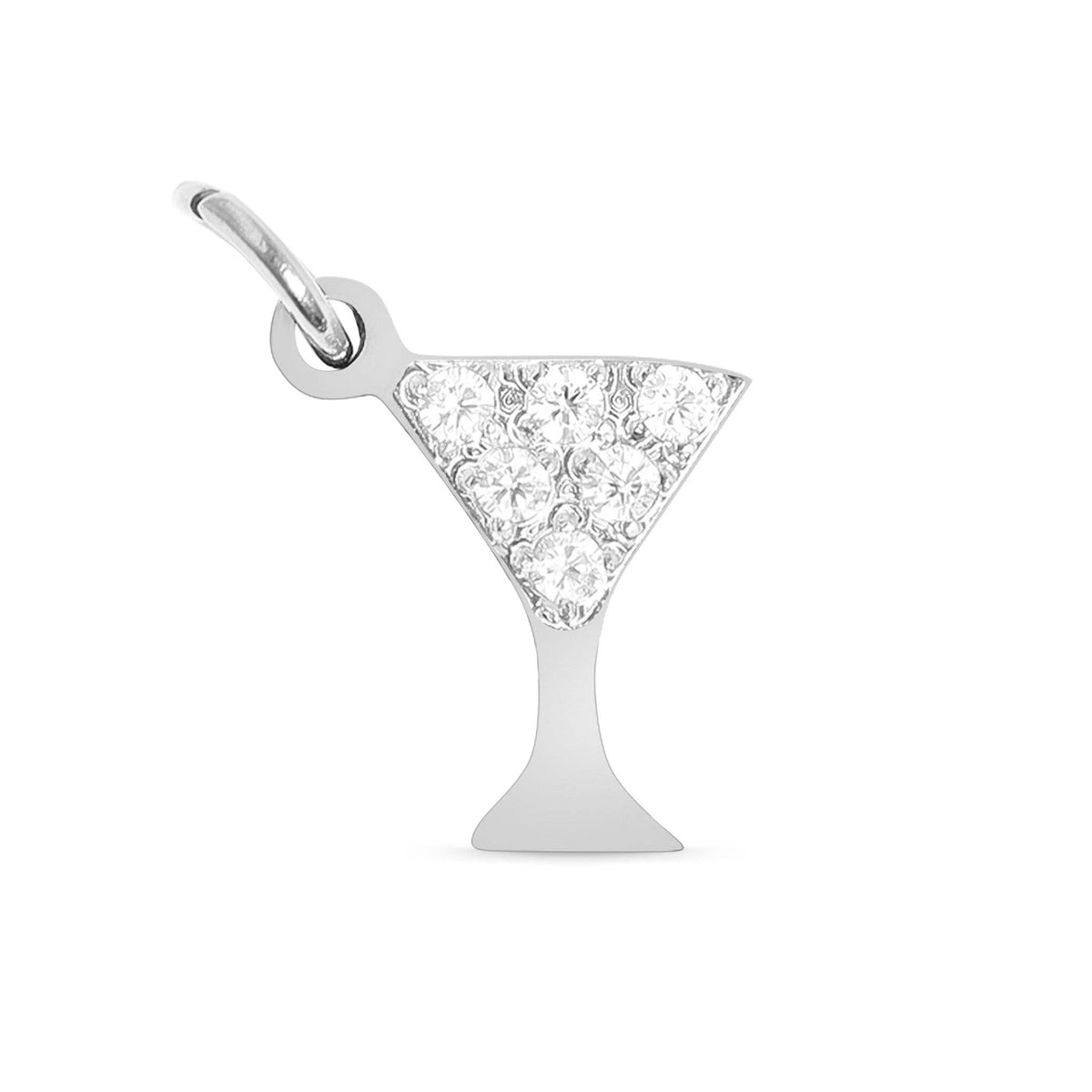 18K Gold PVD Stainless Steel CZ Martini Glass Charm: Stainless