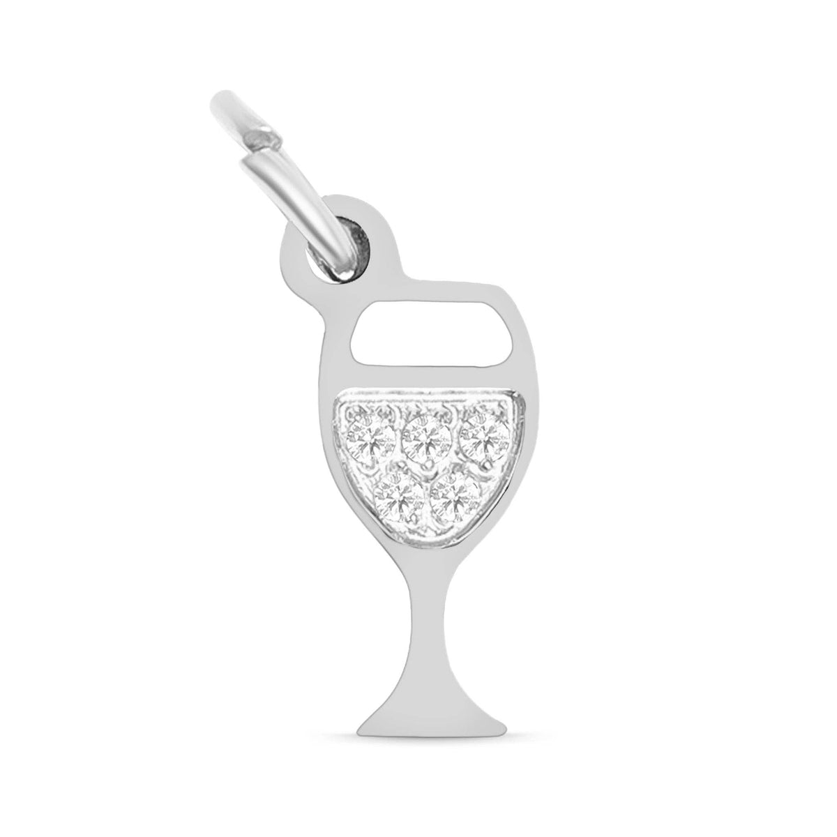 18K Gold PVD Stainless Steel CZ Wine Glass Charm: Stainless