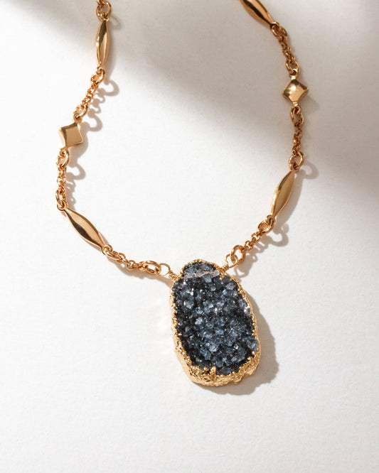 Star, Stone, & Soul Gemstone Necklace - Black Druzy