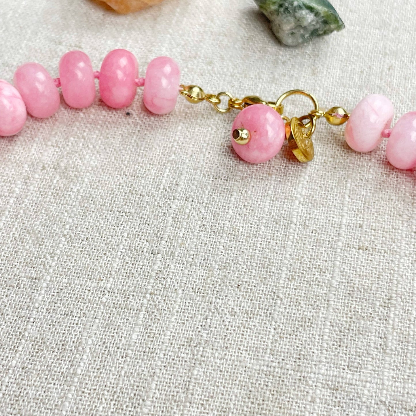Pink Jade 10mm Hand Knotted Beaded Necklace