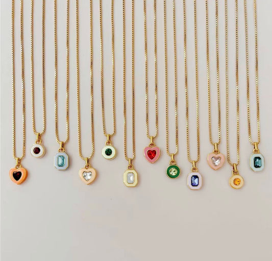 Birthstone charm necklace