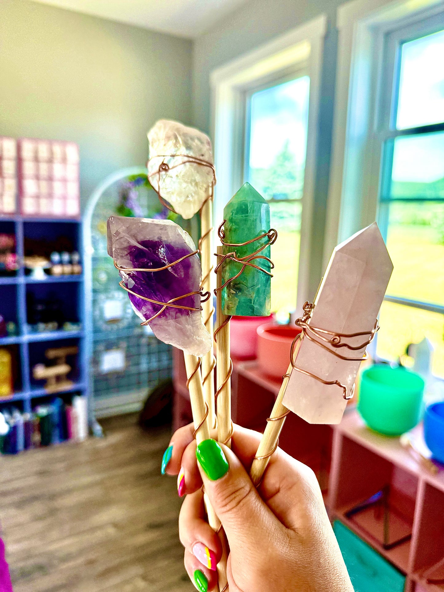 Crystal & Copper Garden Wands