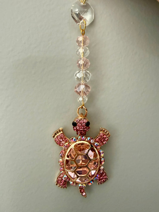 Pink turtle mini suncatcher