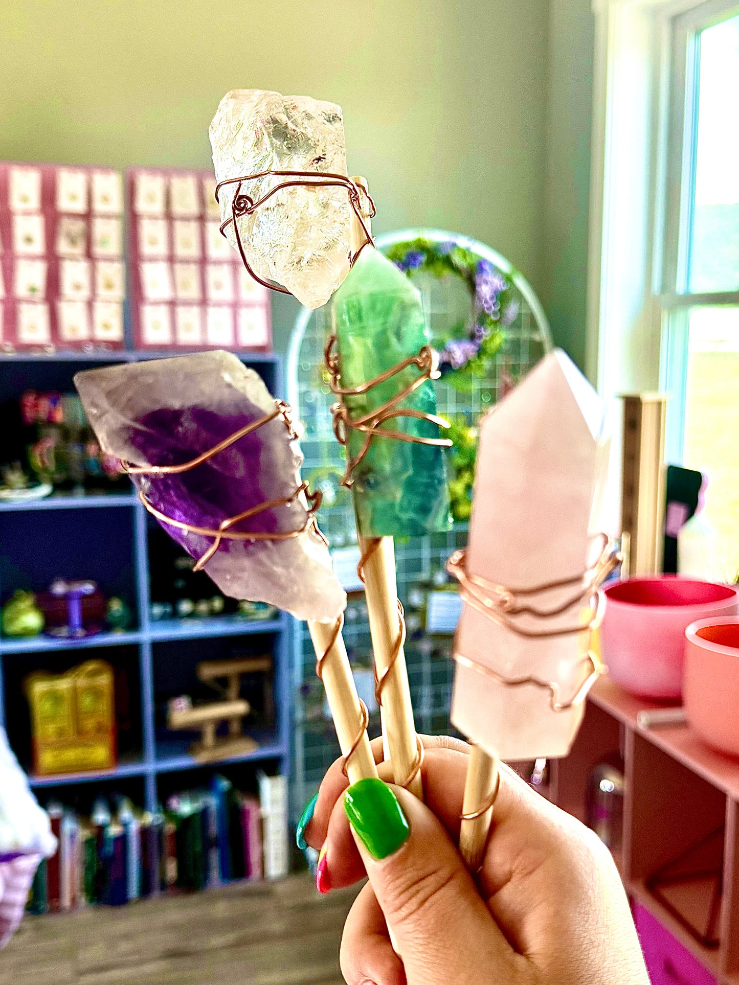 Crystal & Copper Garden Wands