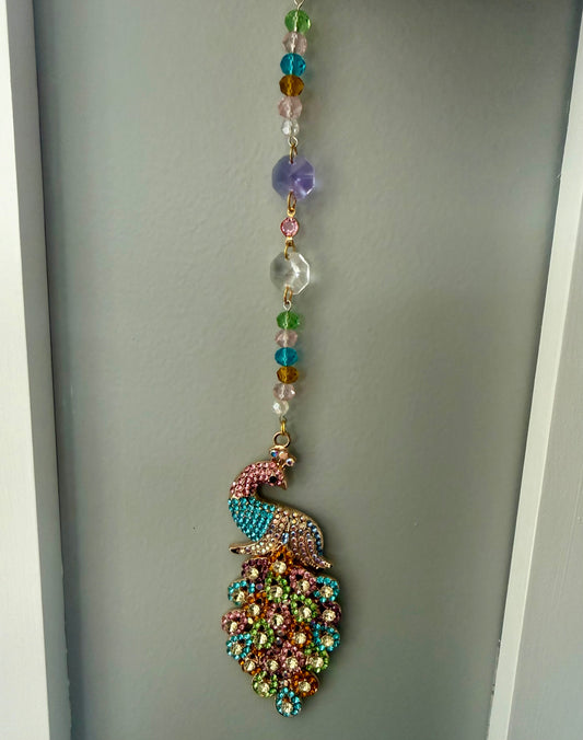 Multicolor peacock mini suncatcher