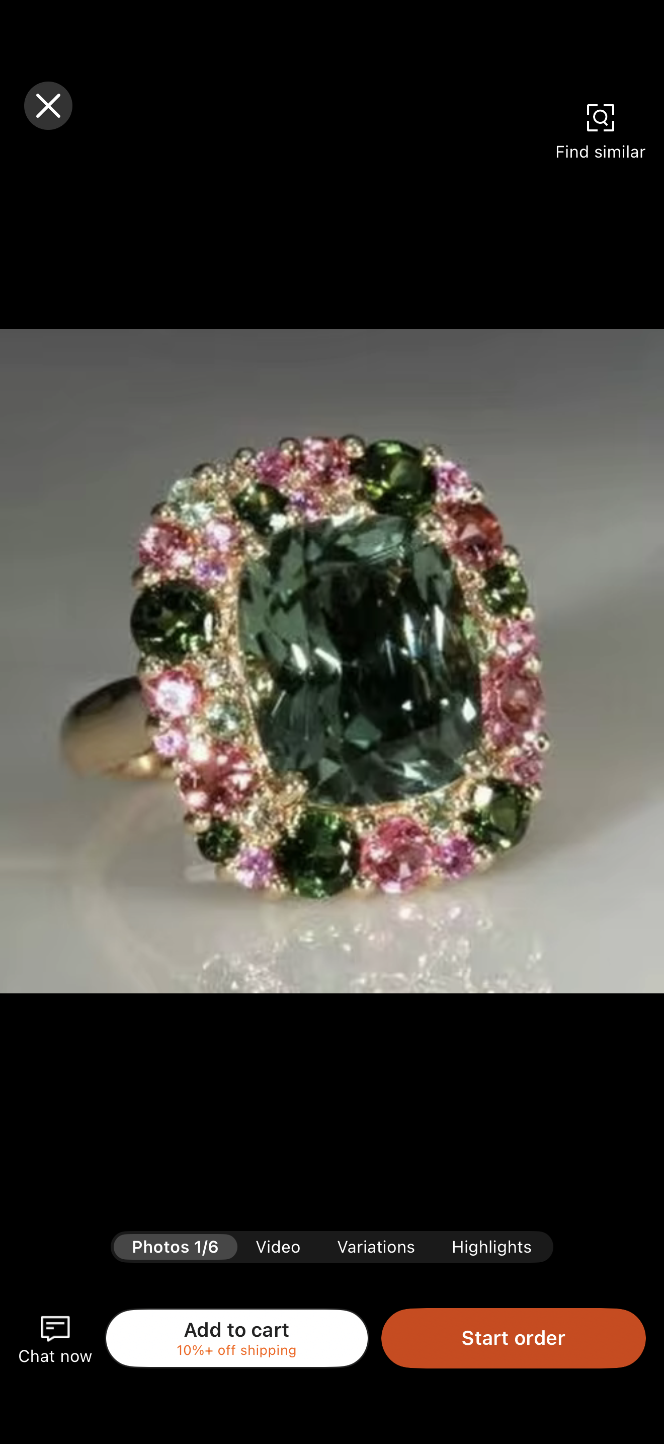 Watermelon Zircon and Cubic Zirconia Green Estate Inspired Ring