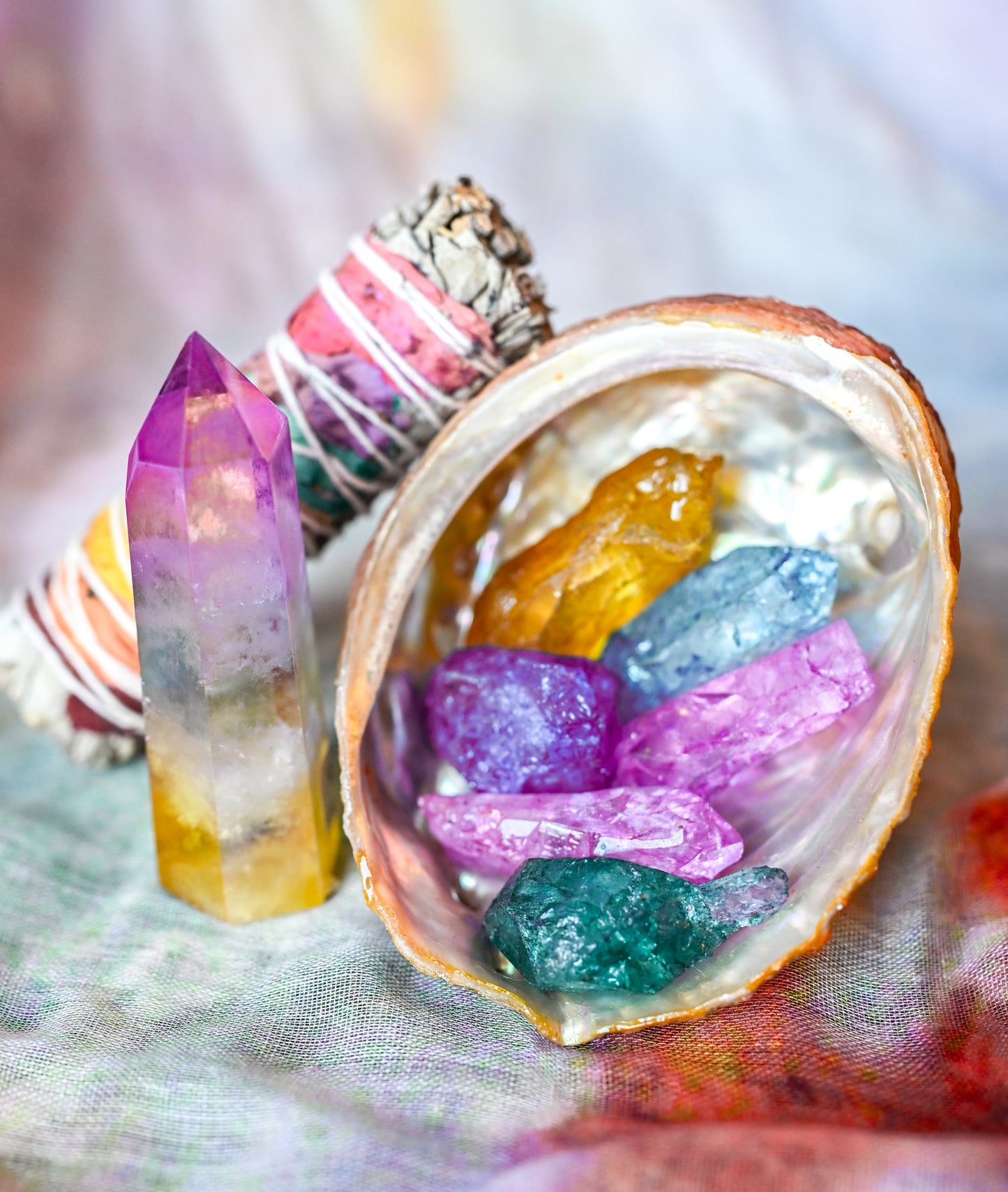 Aura Crackle Quartz Pieces