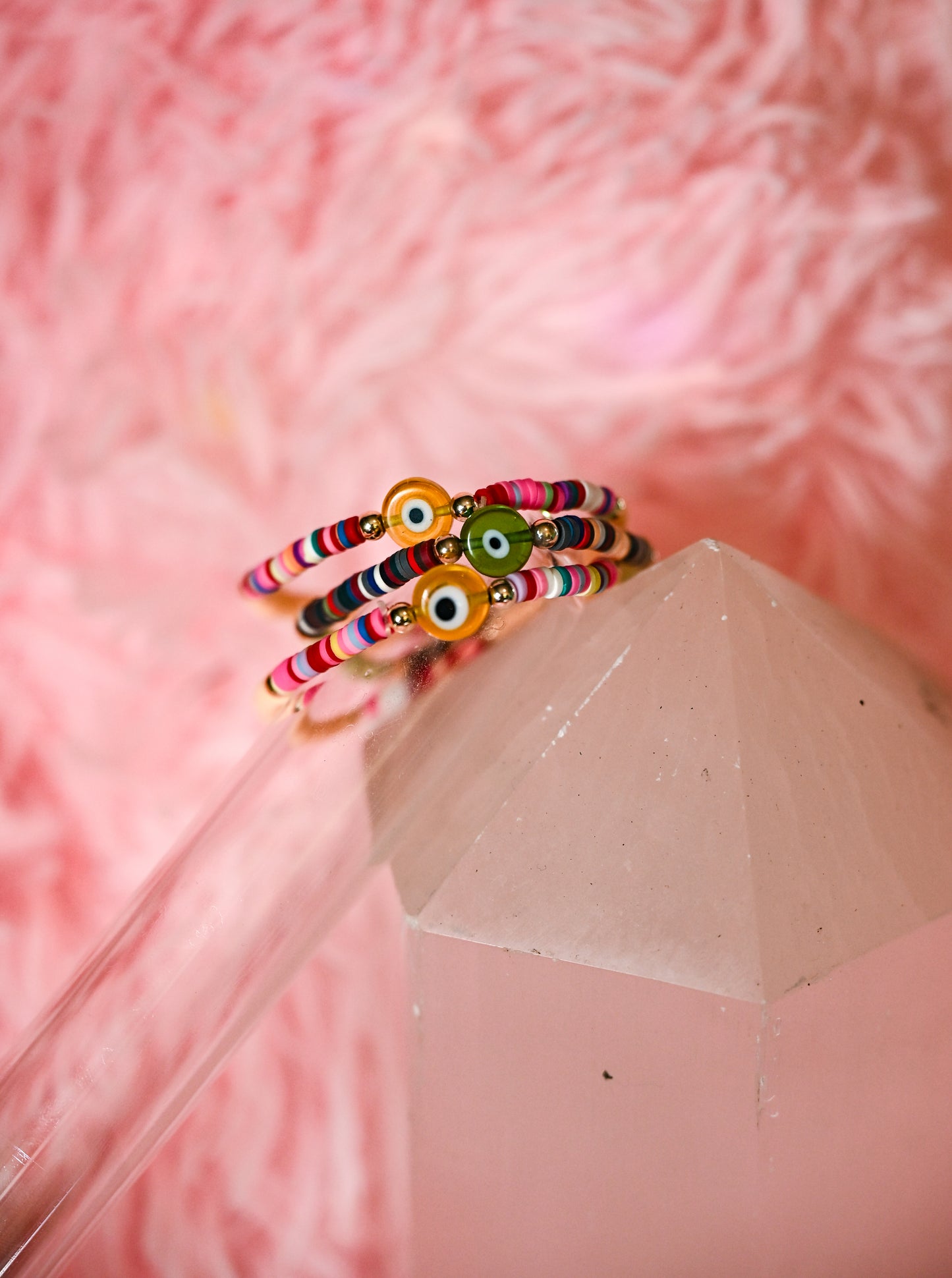 Evil Eye Clay Bead Bracelet