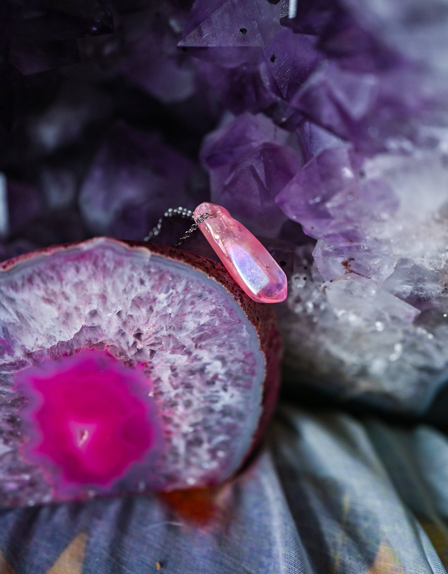 Colored Aura Quartz Necklaces