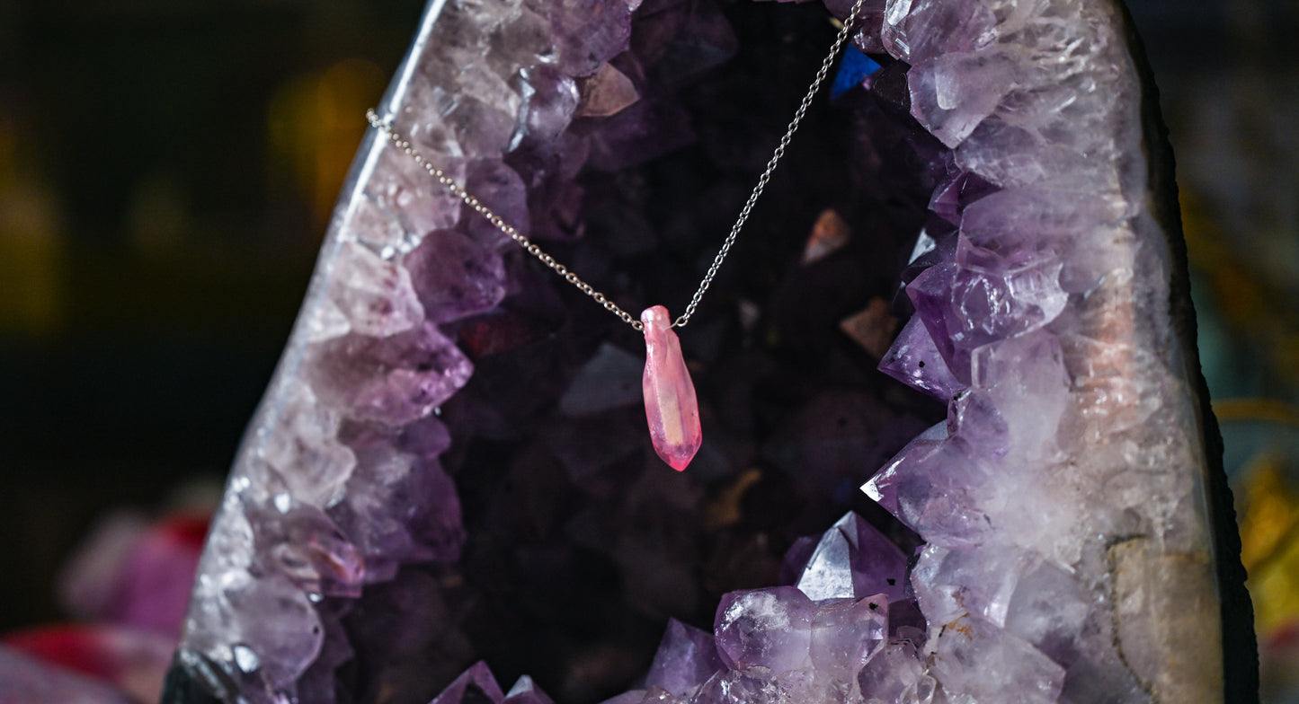 Colored Aura Quartz Necklaces