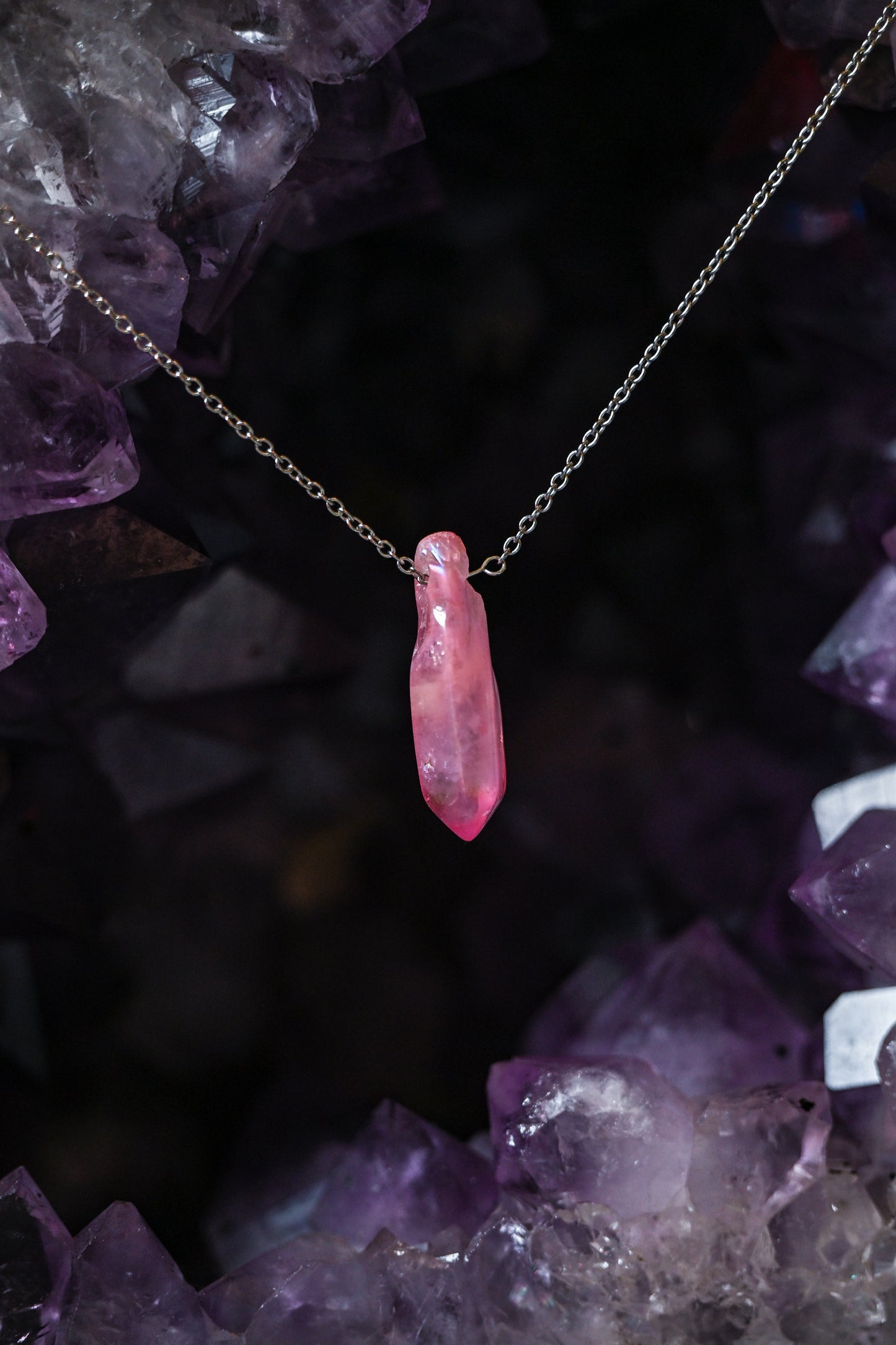 Colored Aura Quartz Necklaces