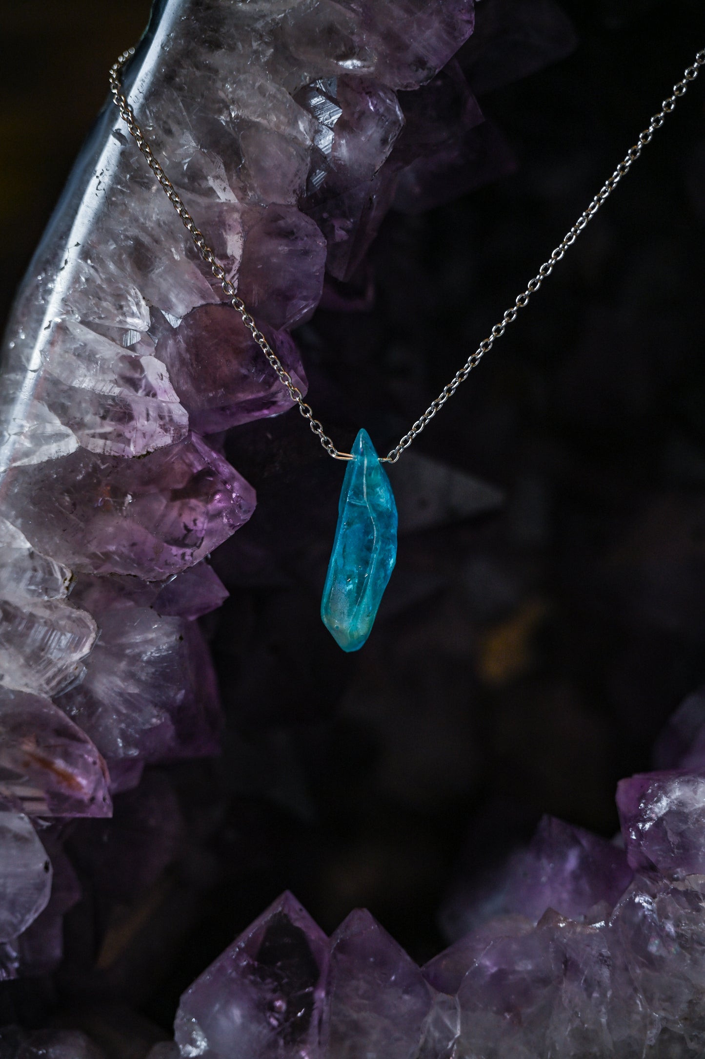 Colored Aura Quartz Necklaces