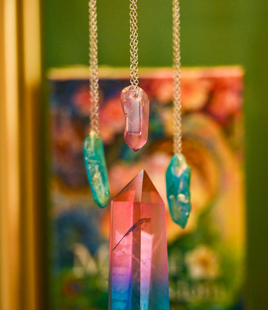 Colored Aura Quartz Necklaces