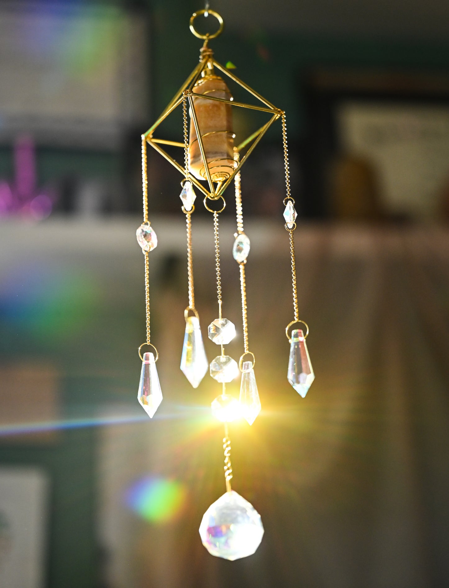 Orange Calcite Suncatcher