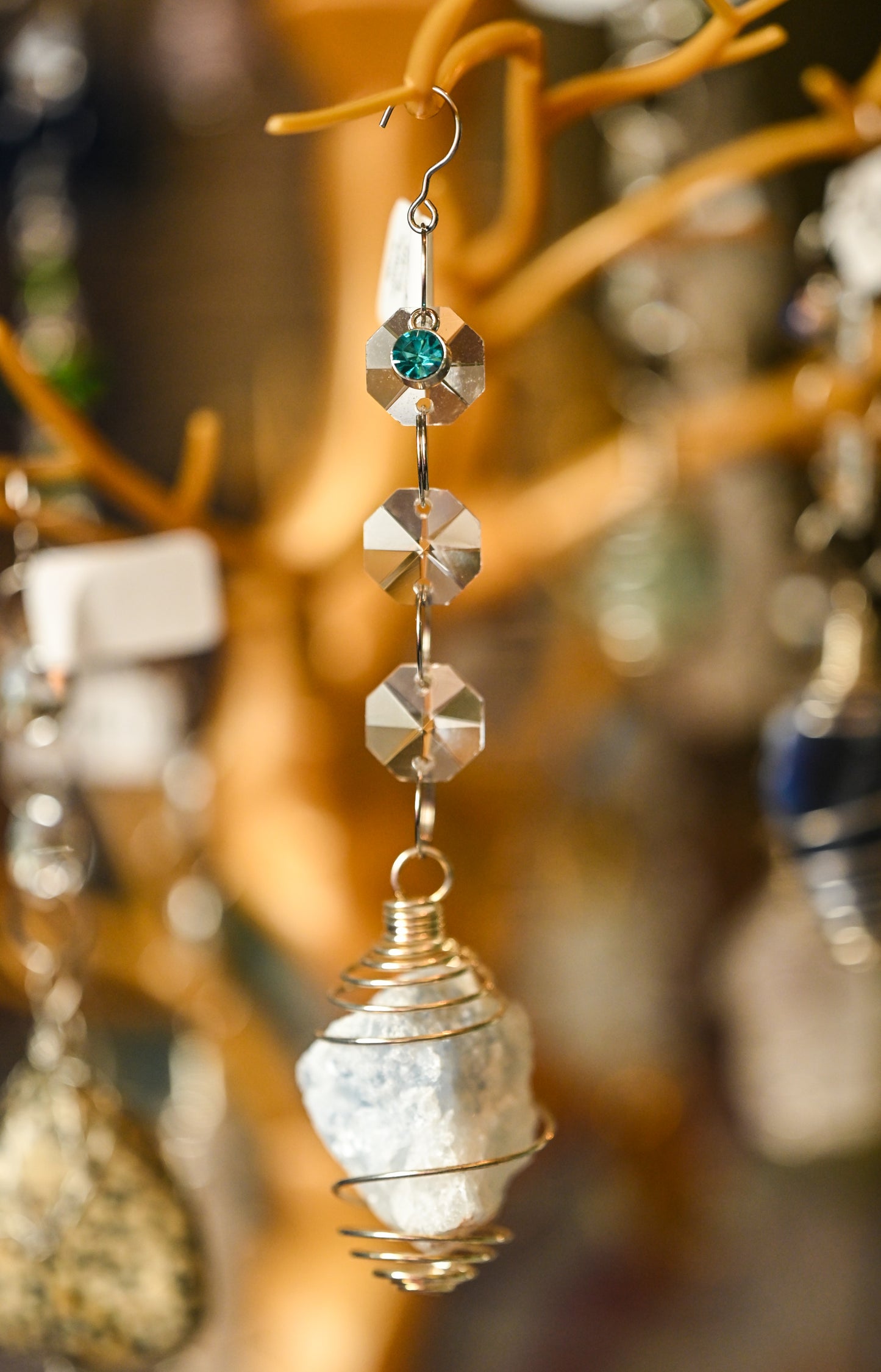 Blue Calcite Mini Suncatcher - silver