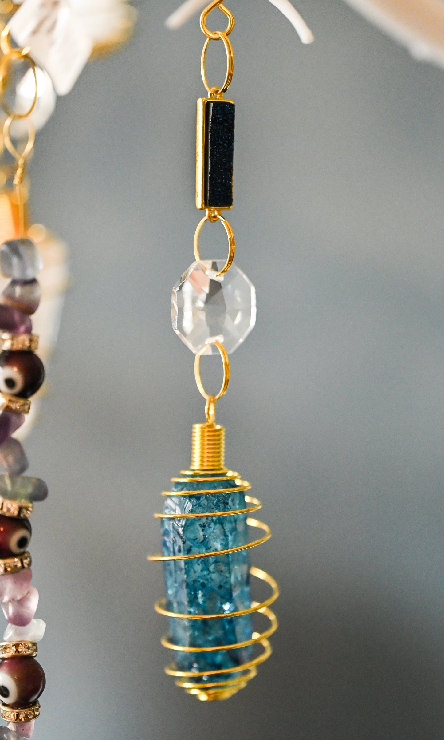 Blue Crackle Quartz Mini Suncatcher