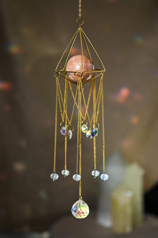 Peach Moonstone Suncatcher