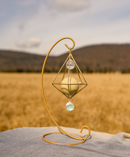 Serpentine Sphere Suncatcher - Gold Stand