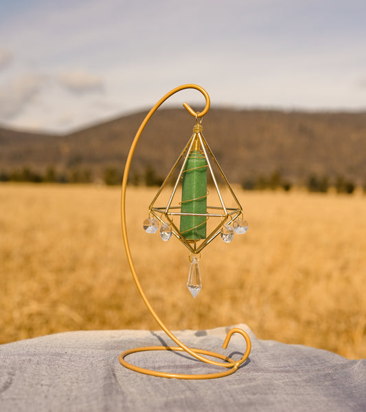 Green Aventurine Suncatcher - Gold Stand