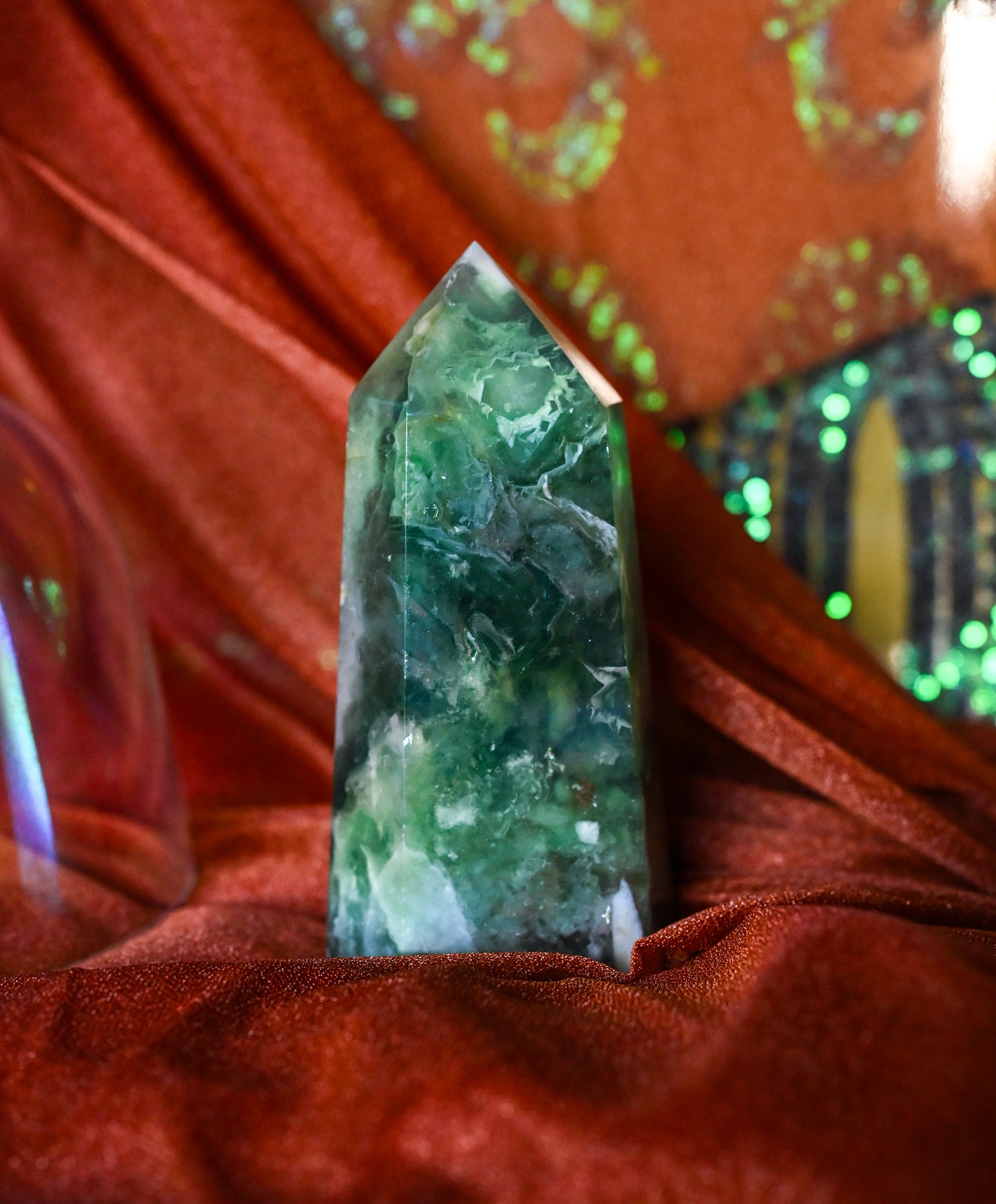 Aura Plated Green Fluorite Tower (Large)