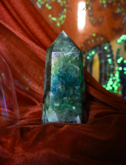 Aura Plated Green Fluorite Tower (Large)