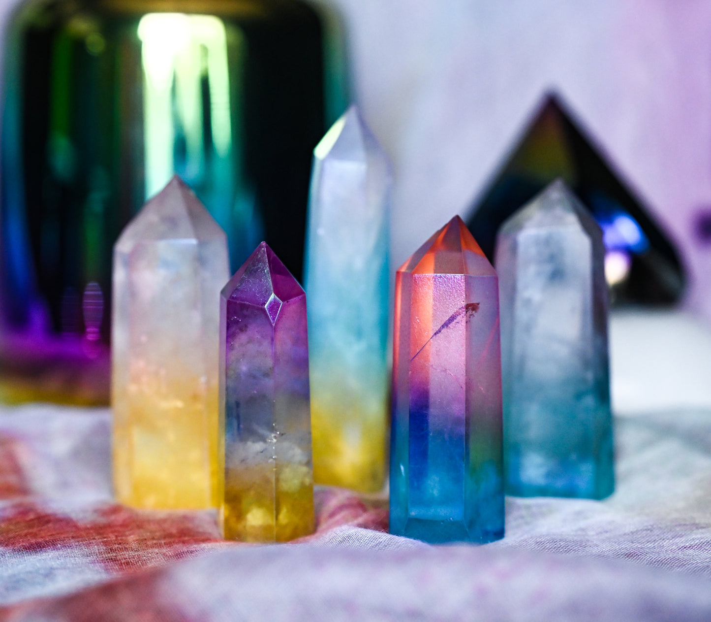 Rainbow Aura Quartz Towers