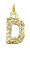 Gold Plated CZ Initial Charms - D