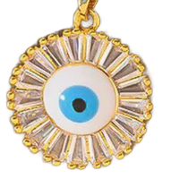 Protective Eye Charm - Blue and clear cz (larger)