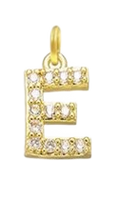 Gold Plated CZ Initial Charms - E