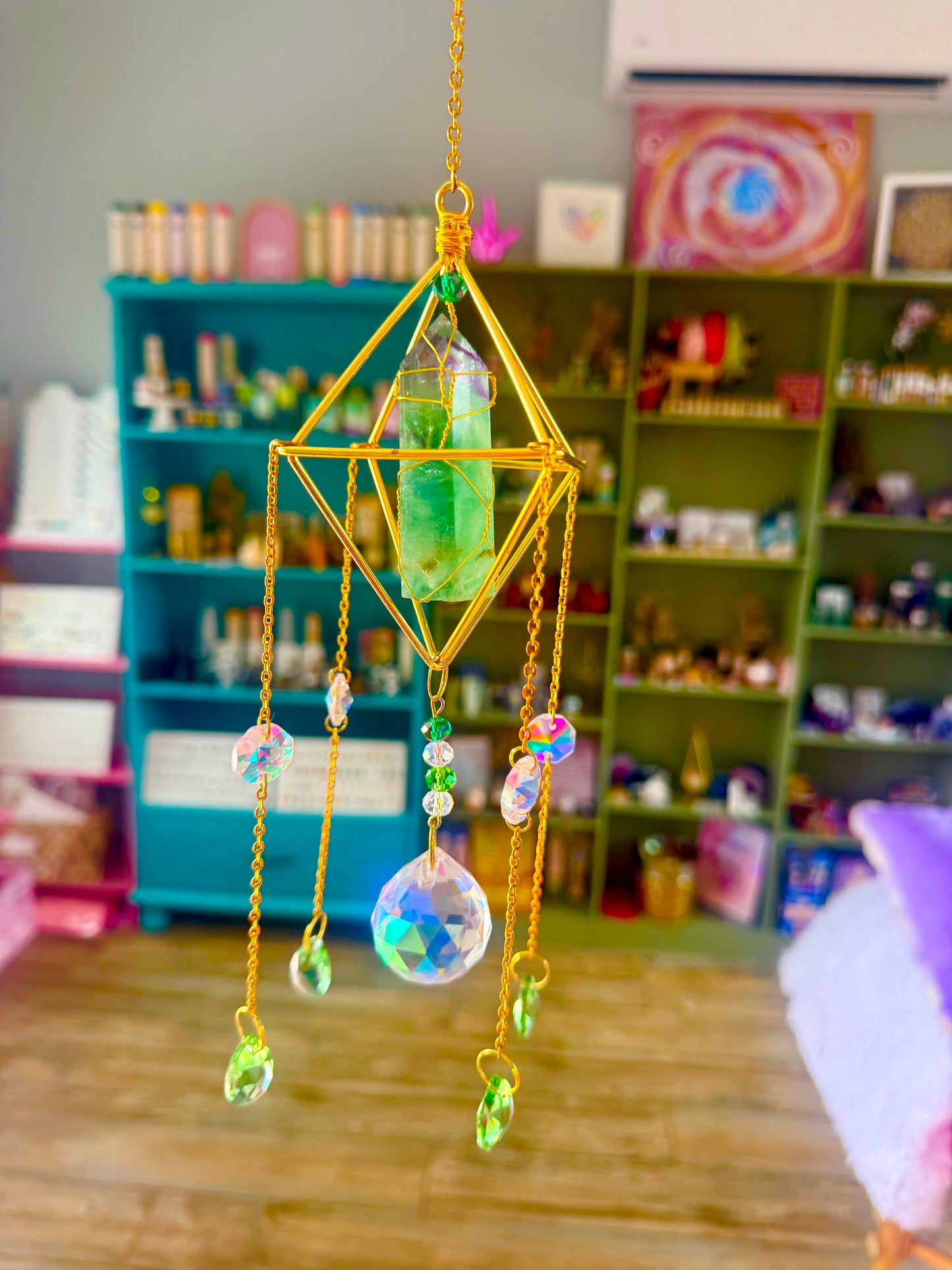 Green fluorite suncatcher