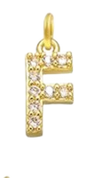 Gold Plated CZ Initial Charms - F