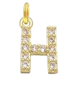 Gold Plated CZ Initial Charms - H