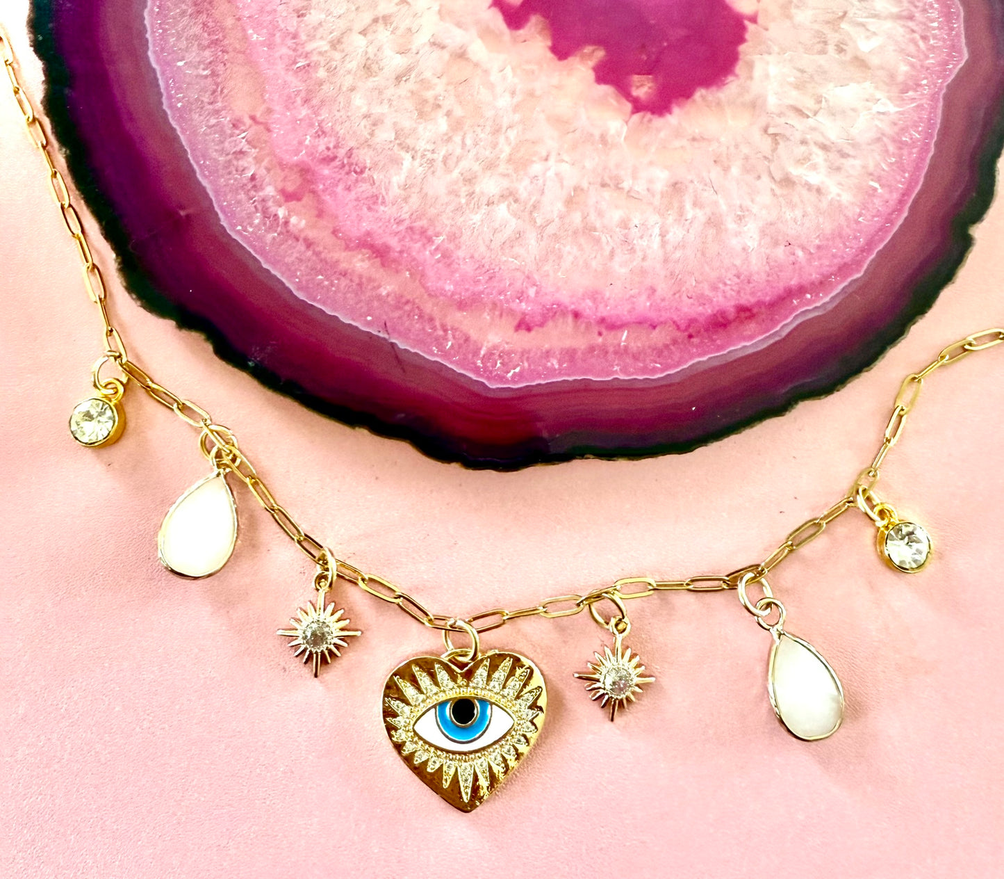 Heart charm with white accents