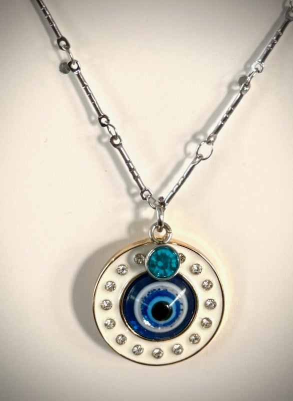 White and blue protective eye