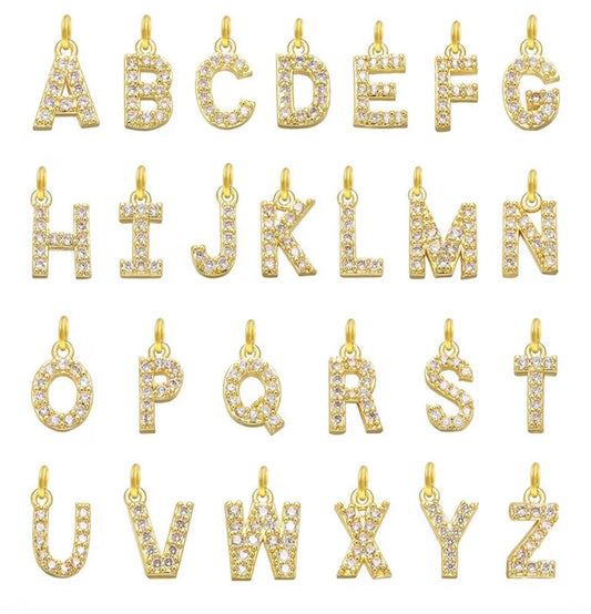 Gold Plated CZ Initial Charms