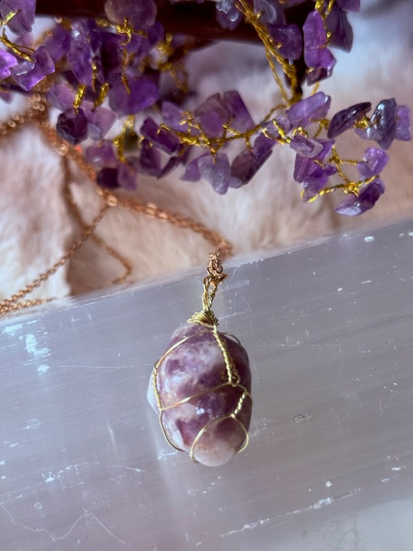 Lepidolite Wire Wrapped Pendants