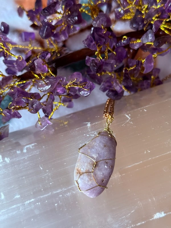 Lepidolite Wire Wrapped Pendants