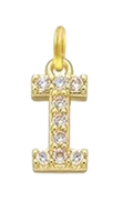 Gold Plated CZ Initial Charms - I