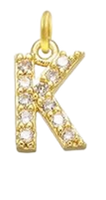 Gold Plated CZ Initial Charms - K